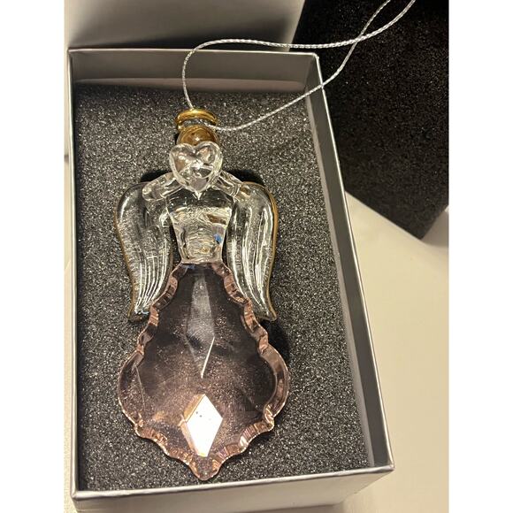 NEW Crystal Glass ANGEL ORNAMENT Chandelier Clear Pink Prism Heart Love Figurine - Picture 6 of 6